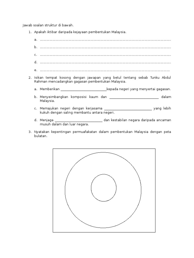 Soalan Struktur Ujian Sejarah Tahun 6