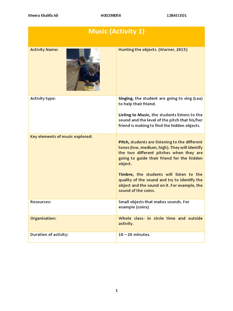 Music Activities | PDF | Pitch (Music) | Rhythm