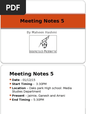 Meeting Notes 5