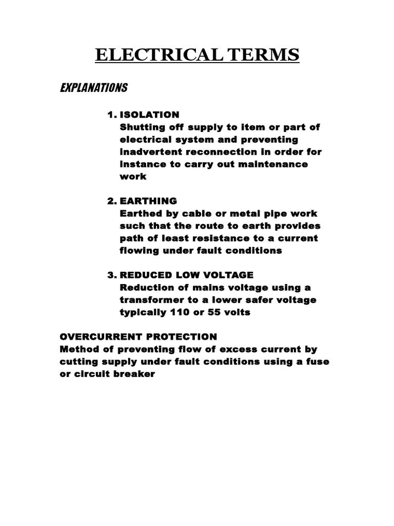 Electrical Terms PDF