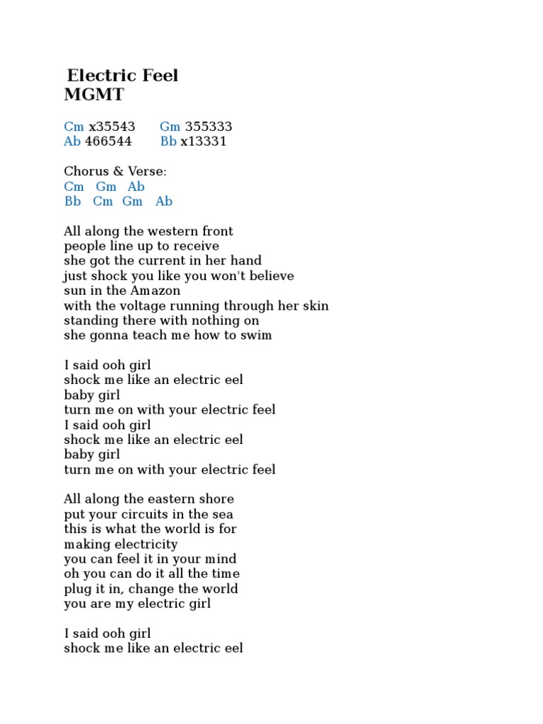 Electric Feel MGMT PDF Song Structure Musical Compositions