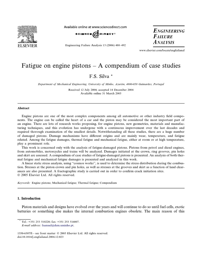 Fatigue Analysis of Engine Pistons | PDF | Piston | Fatigue (Material)