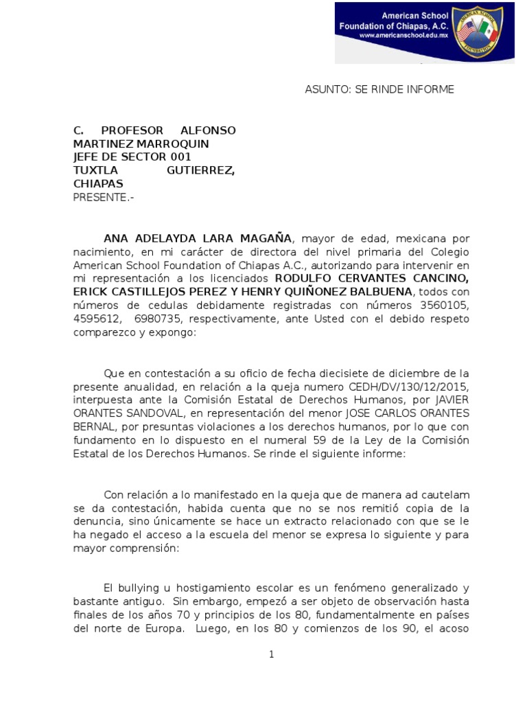 Contestacion Oficio De Derechos Humanos Pdf Dignidad Justicia