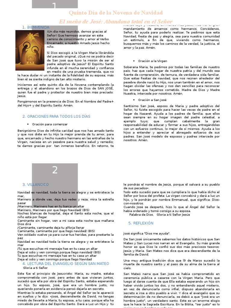 Quinto Día de La Novena de Navidad | PDF | San José | María, madre de Jesús