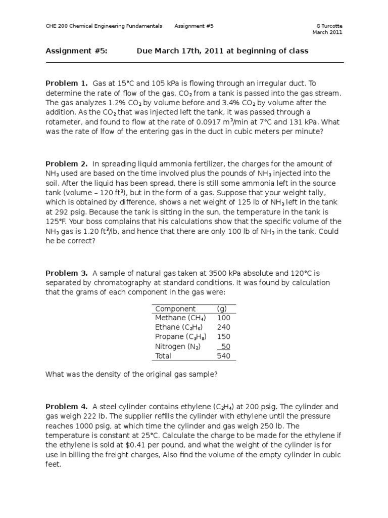 Chemical Engineering Assignment #5 | PDF