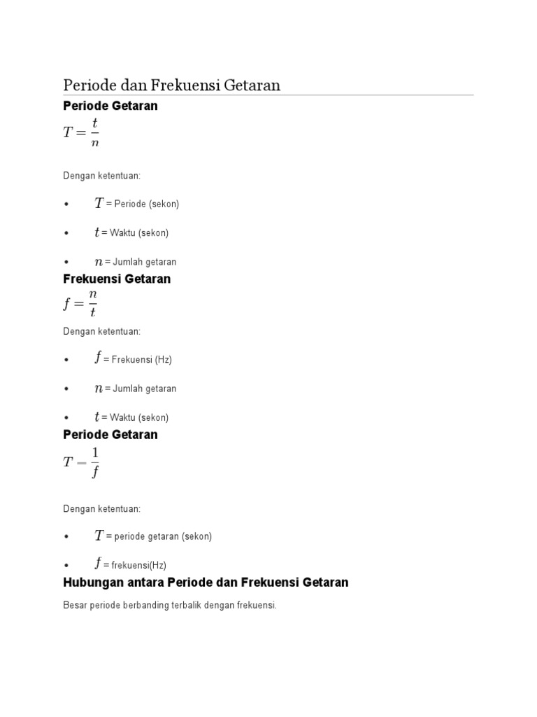 Hubungan Periode dan Frekuensi Getaran | PDF