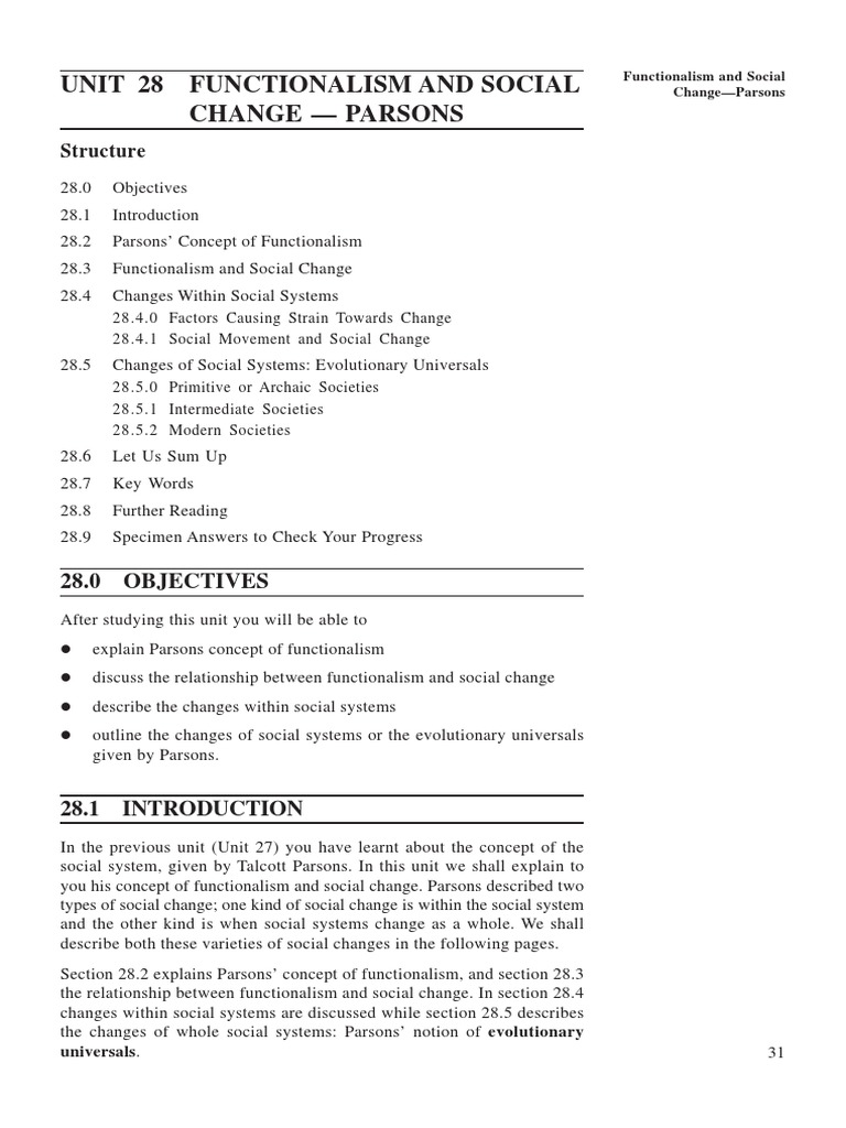 ESO13-28 Functionalism and Social Change Parsons | PDF