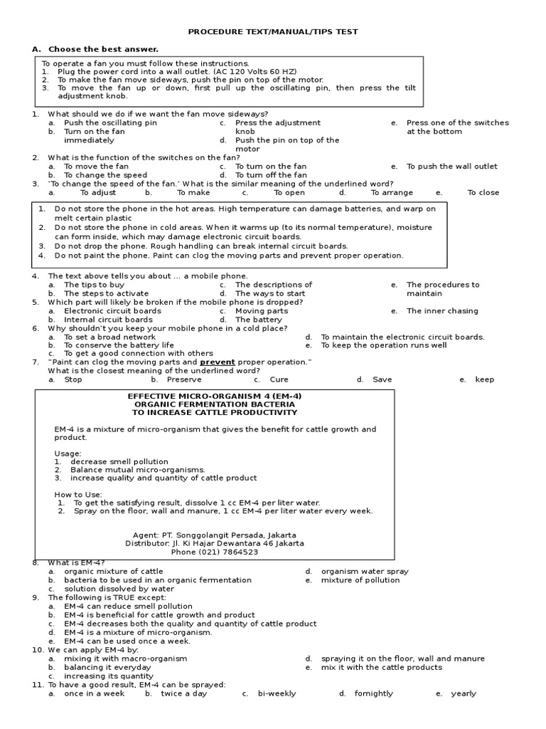 Soal Procedure Text Smp Kelas 9 Doc