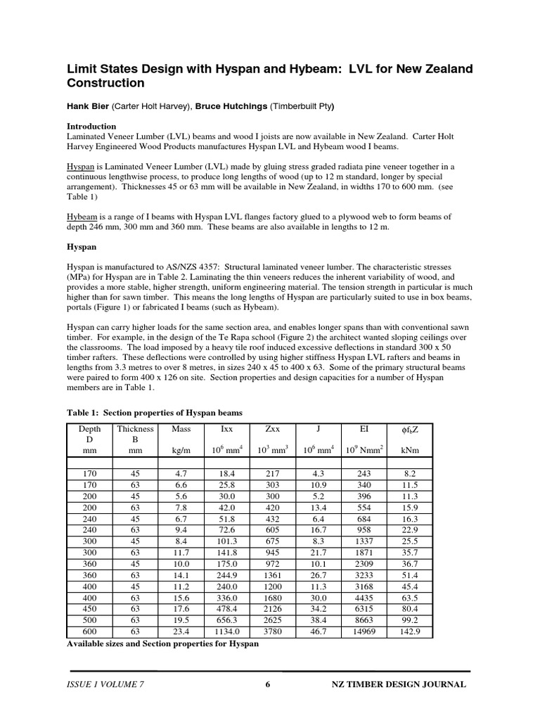 Hyspan LVL and Hybeam Design Guide | PDF | Lumber | Beam (Structure)