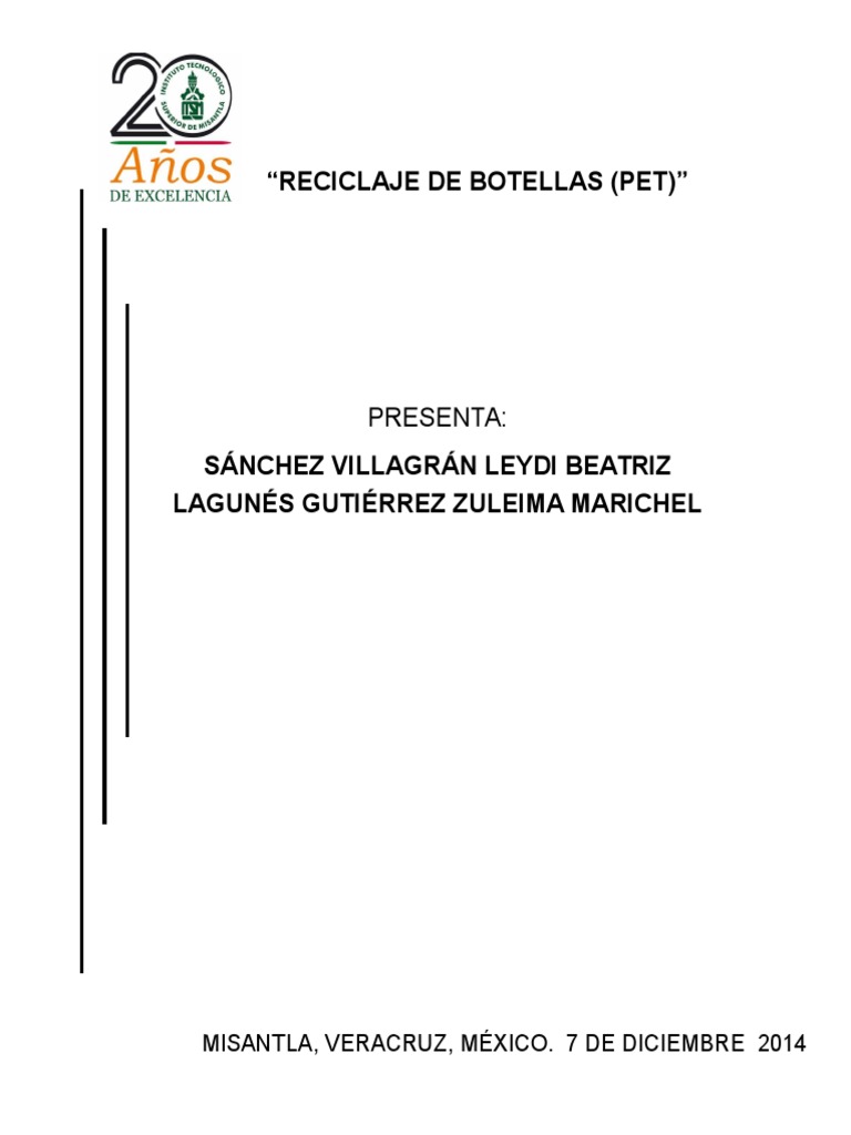 Reciclaje de Botellas PET en Misantla | PDF | El plastico | Residuos