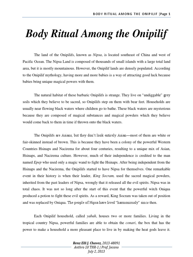 Onipilif Body Rituals and Hygiene Practices | PDF | Cultural ...