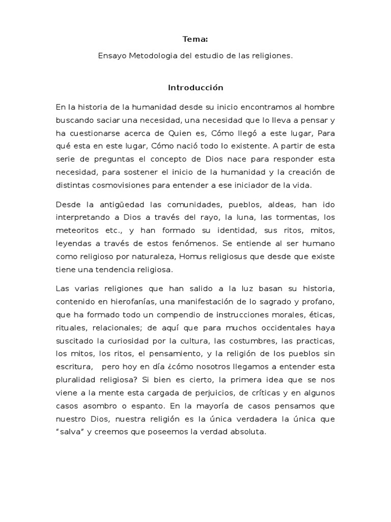 Ensayo de Historia Comparada de Las Religiones 1Eduuu