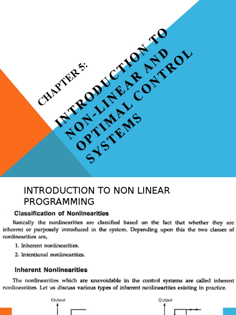Chapter 5 Introduction To Non-Linear and Optimal Control Systems | PDF