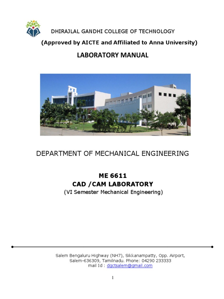 CAD/CAM Lab Manual for Students | PDF | Art | Technology & Engineering