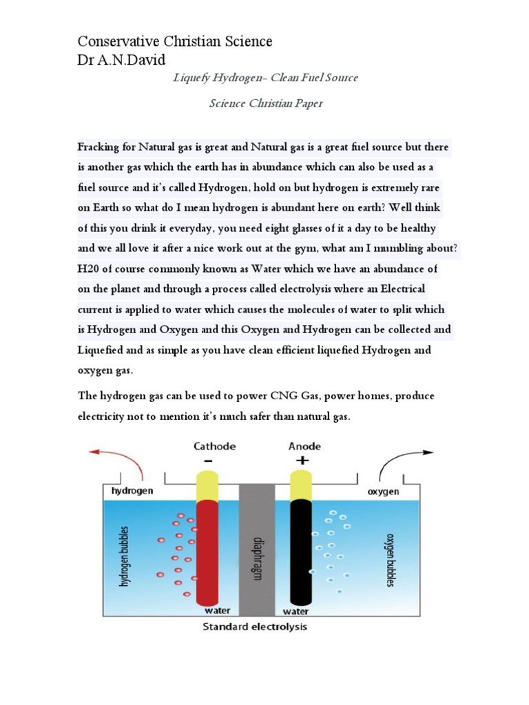 Production of hydrogen by electrolysis of water pdf picture
