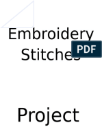 Embroidery Project Score Card with 10 Common Stitches