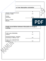 Under or Over Absorption Calculation