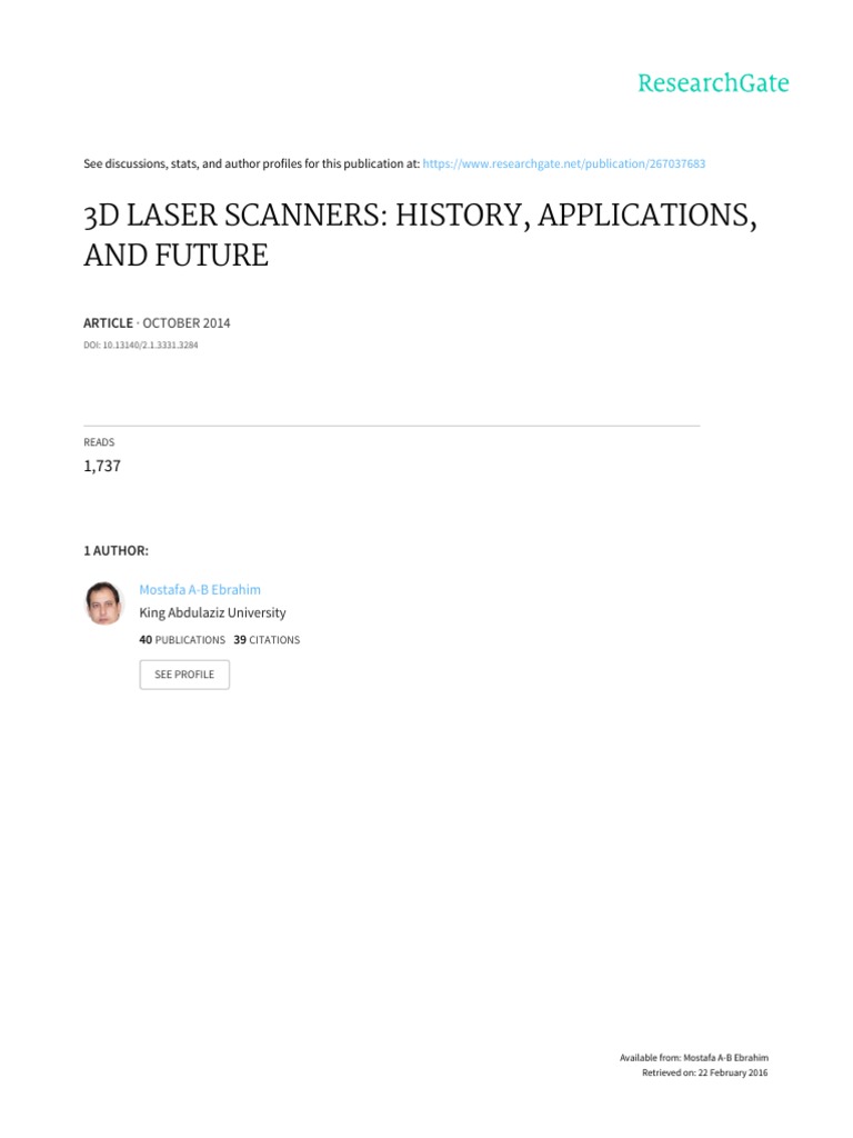 3D Laser Scanner | PDF | Image Scanner | Optics