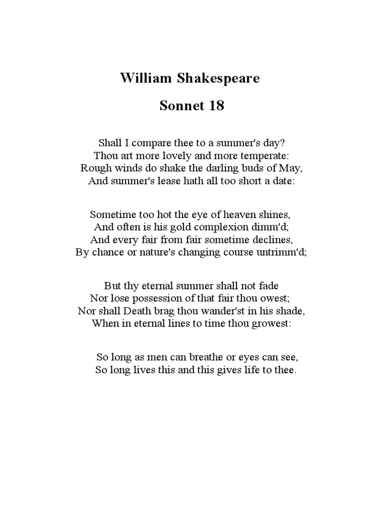 William Shakespeare Sonnet 18