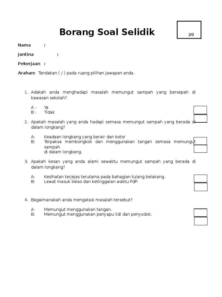 Borang Soal Selidik Pdf