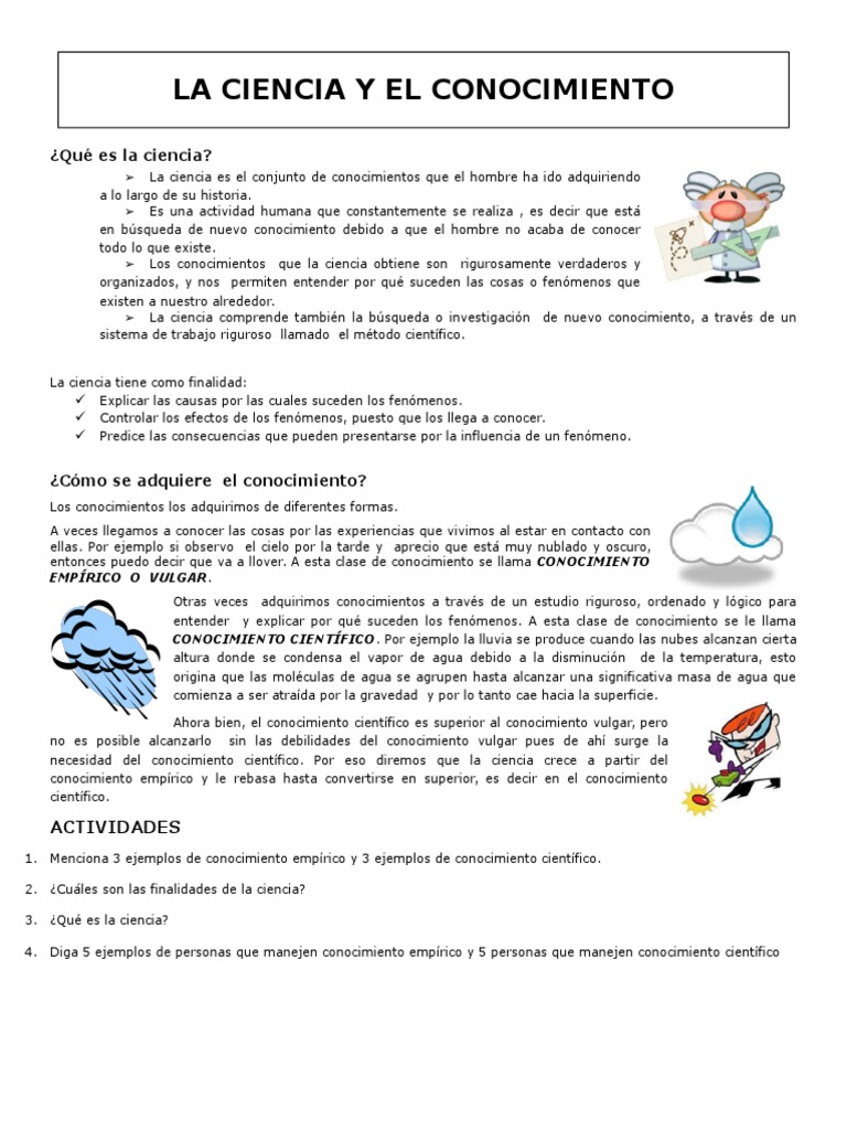 Taller Ciencia y Conocimiento | PDF | Science | Conocimiento