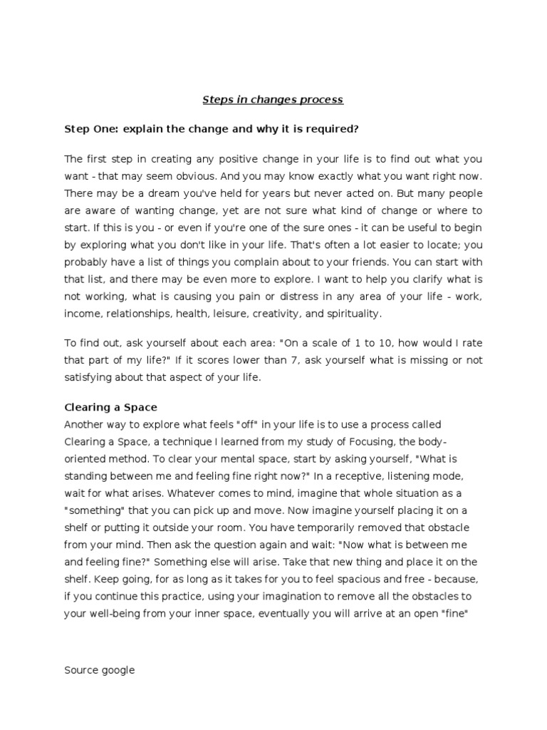Step One Explain The Change and Why It Is Required? Steps in Changes Process PDF Change
