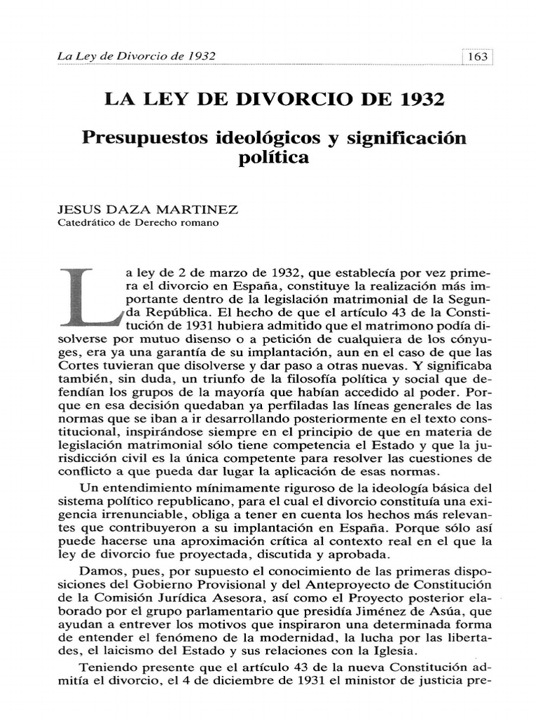 Ley de Divorcio en España PDF Divorcio Matrimonio