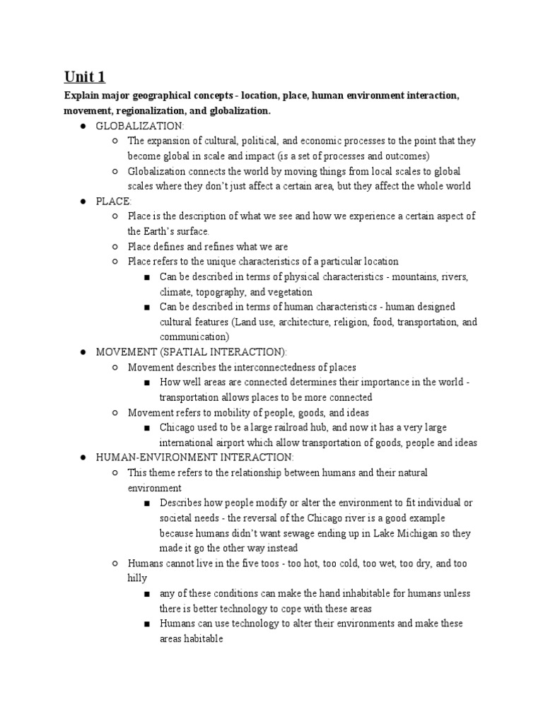 AP Human Geography Exam Review (Units 14) Geography Immigration