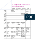 DRAFT Year 12 Term 4 Assessment Schedule