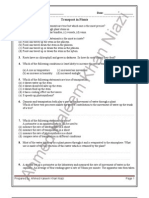 Transport in Plants Questions