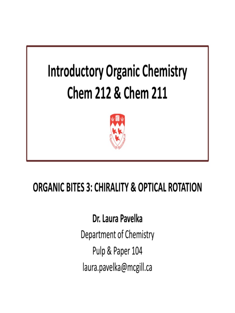 CHEM 212 - Chirality % Optical Rotation Review | PDF | Chirality ...