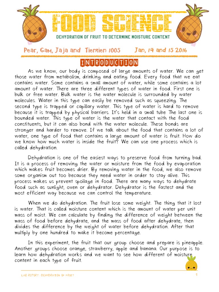 Dehydration lab report picture