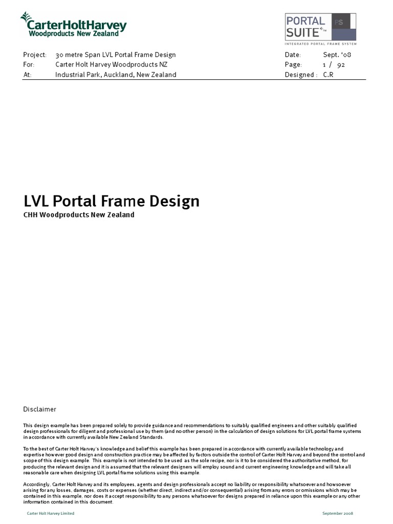 Portal Frame Design Example Structural Analysis Beam (Structure)