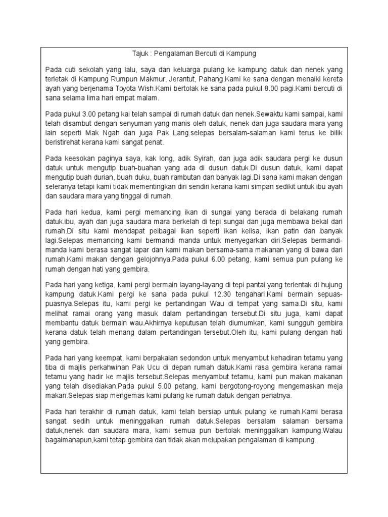 Petikan Pengalaman Pulang Ke Kampung Pdf