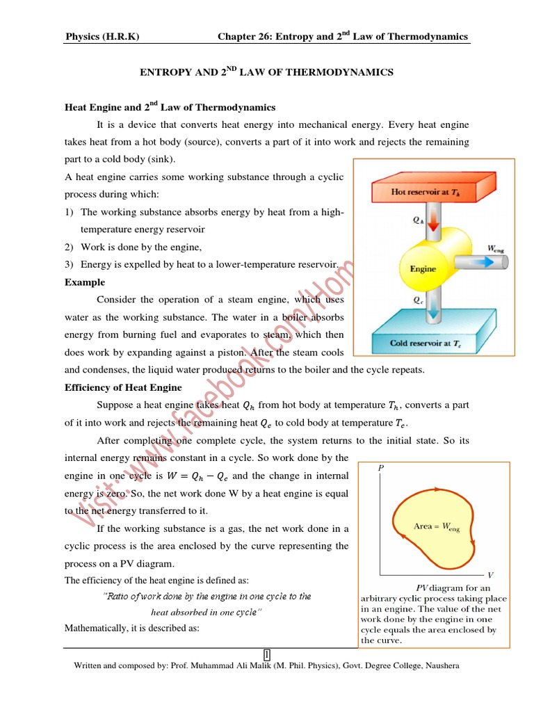Physics (H.R.K) Chapter 26: Entropy and 2 Law of Thermodynamics | PDF ...