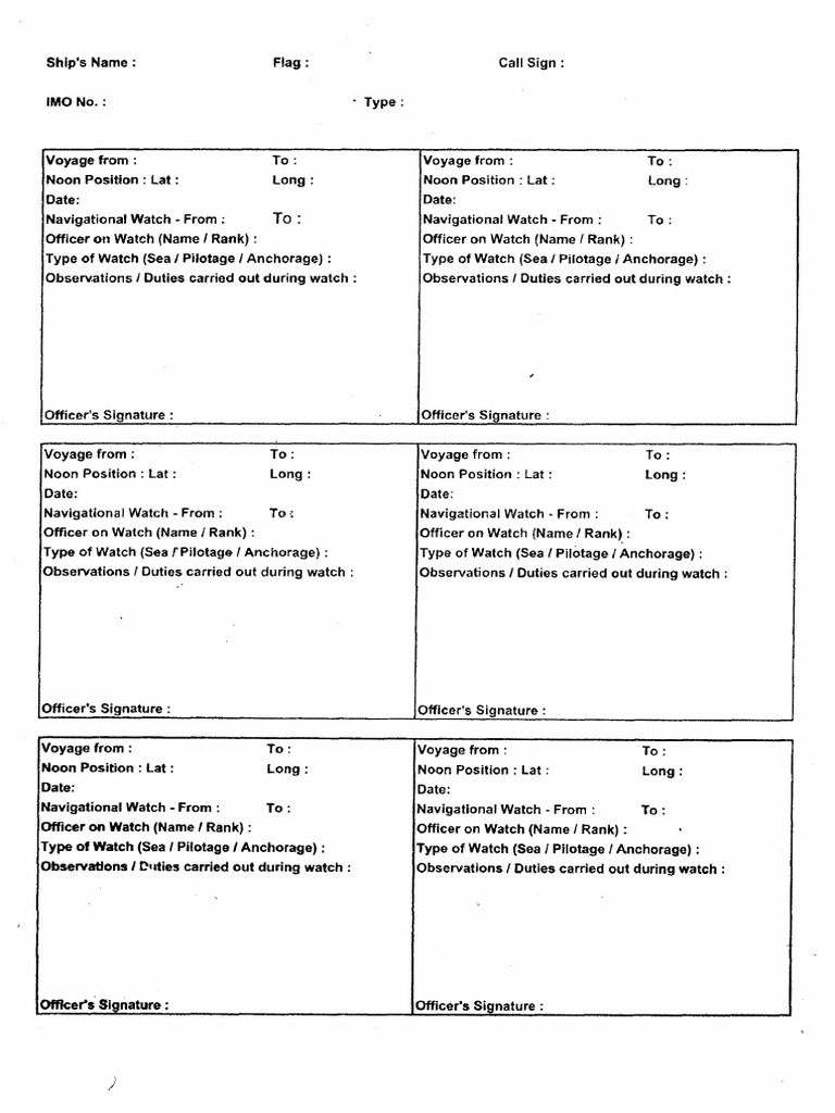 Ship Navigation Watch Log Template | PDF | Business | History