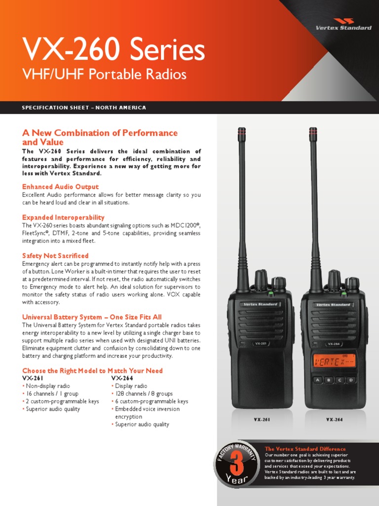 Vx 261 Product Sheet 3 Frequency Modulation Telecommunications