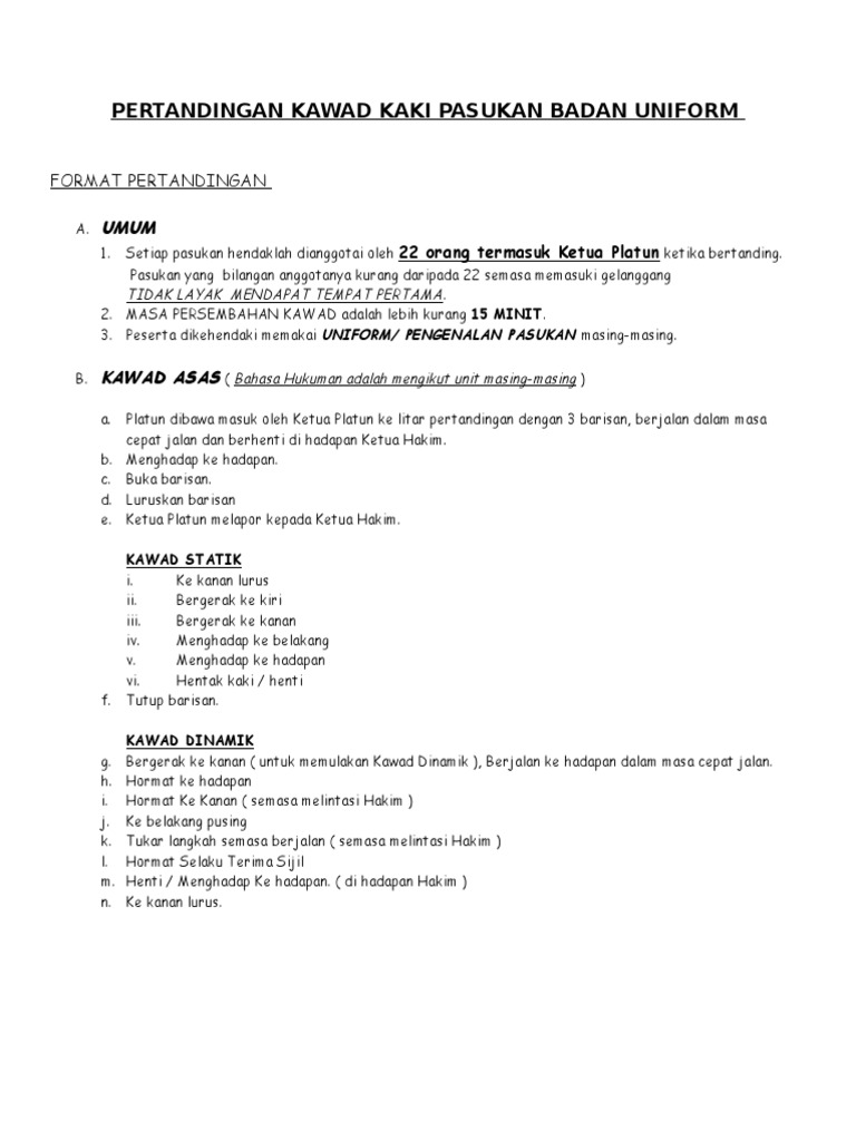 Format Pertandingan Kawad Kaki Pdf