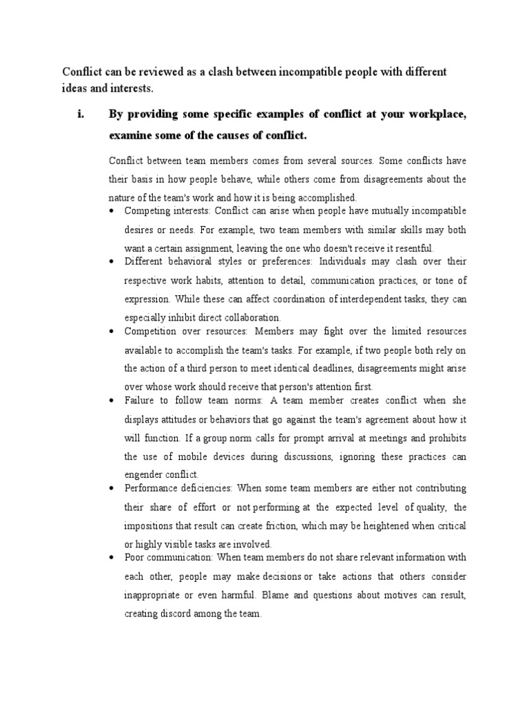 Causes and Solutions for Workplace Conflict | PDF