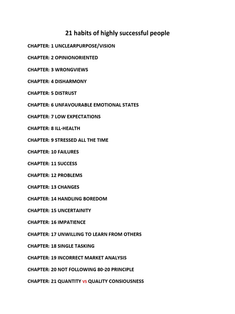 21 Habits of Highly Successful People | PDF | Entrepreneurship | Employment
