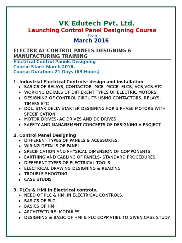 Control Panel Designing Course | PDF