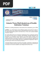 Schuette Warns FlintUnleaded - Org of Possible Solicitation Violations