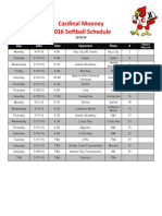 2016 Softball Schedule