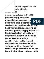 Bridge Rectifier Regulated Lab Power Supply Circuit Schematics