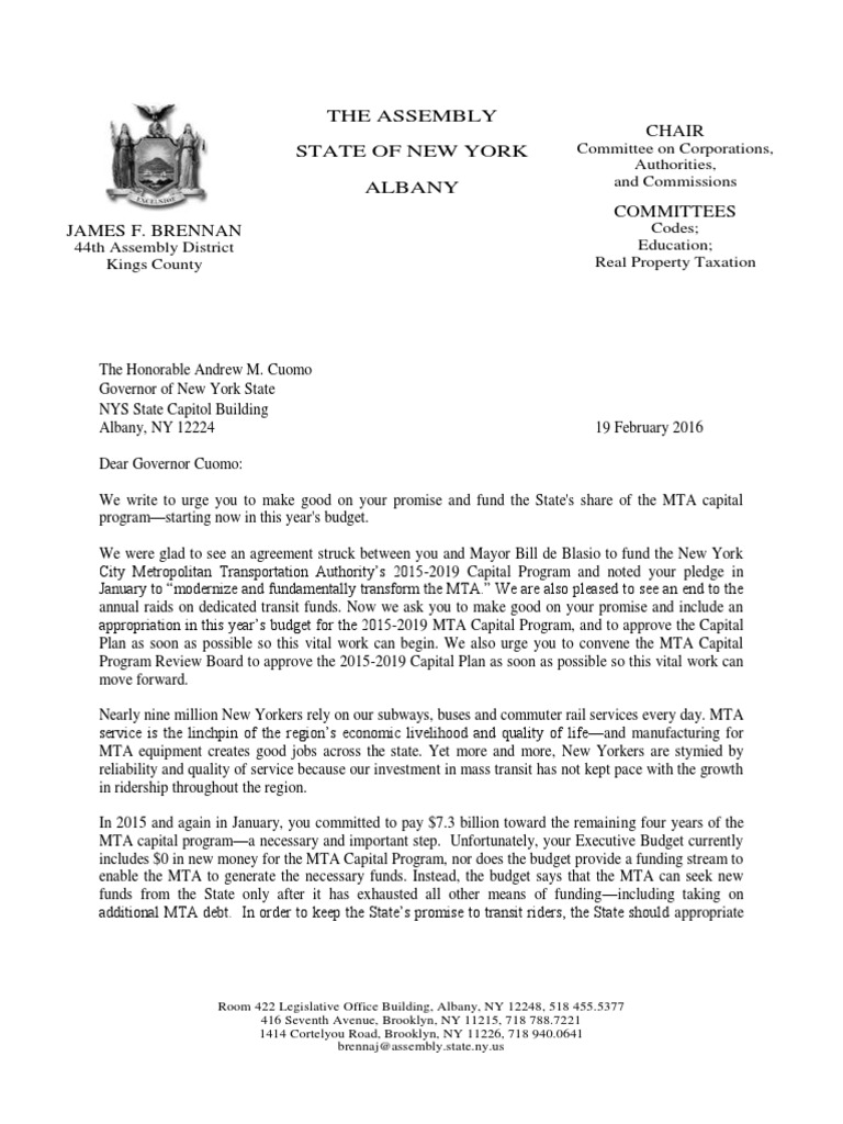 Urgent Call for MTA Funding Support | PDF | Public Transport | Government