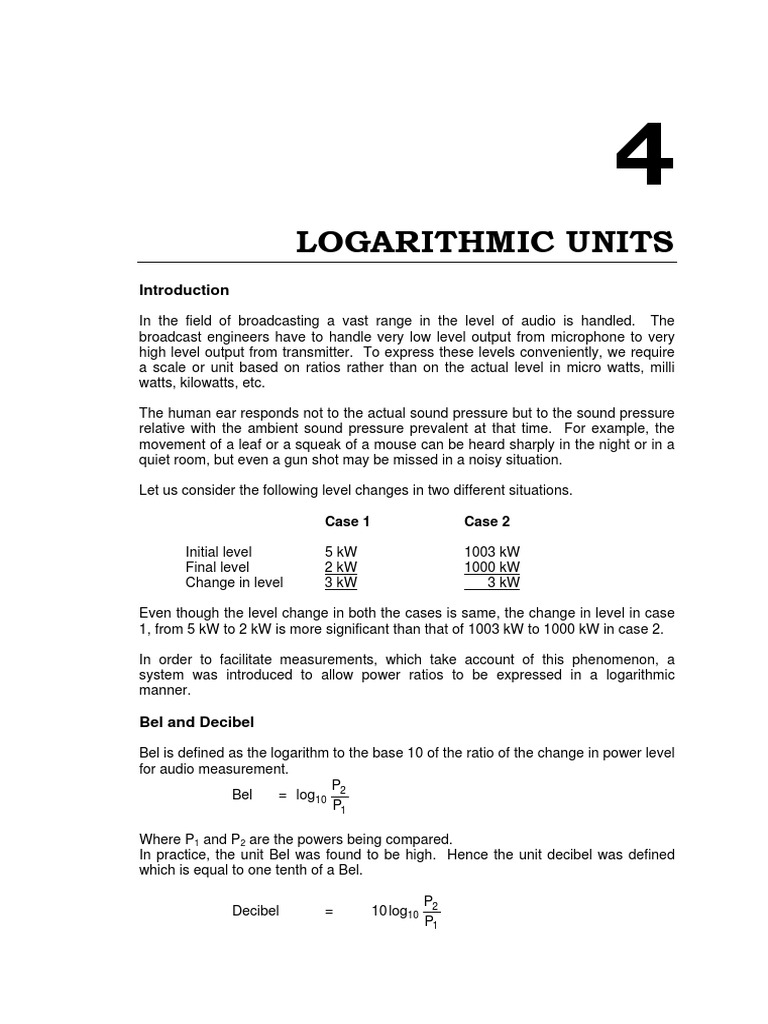 Logarithmic Units Case 1 Case 2 PDF Decibel Watt