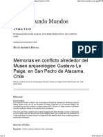 Memorias en Conflicto Alrededor Del Museo Arqueológico Gustavo Le Paige, En San Pedro de Atacama, Chile