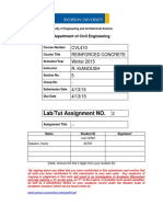 Lab/Tut Assignment NO.: CVL410 Reinforced Concrete Winter 2015 R. Kianoush 5 - 4/13/15 4/13/15