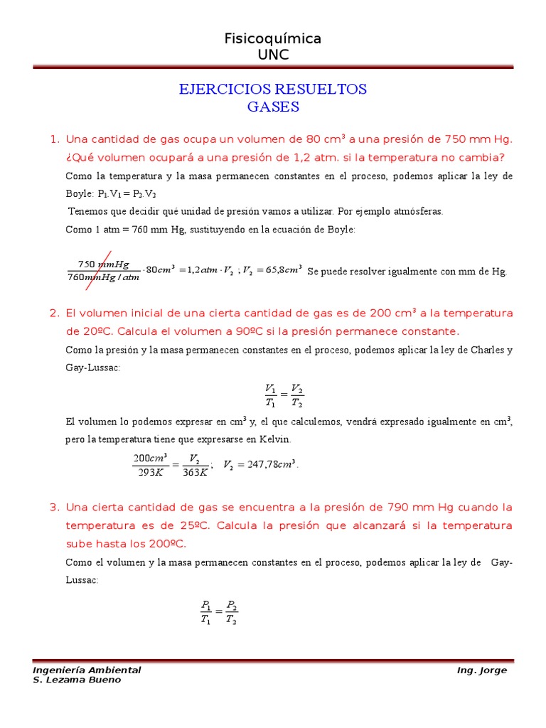 Ejercicios Resueltos de Gases Ideales | PDF | Gases | Mole (Unidad)