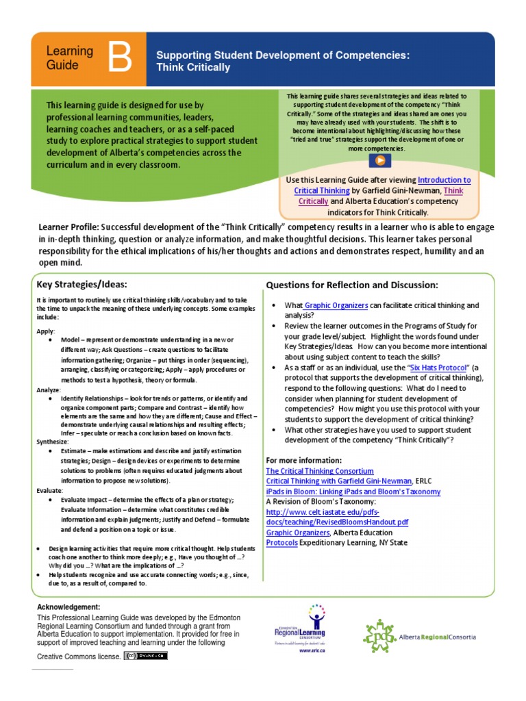 Strategies for Critical Thinking Skills | PDF | Critical Thinking ...